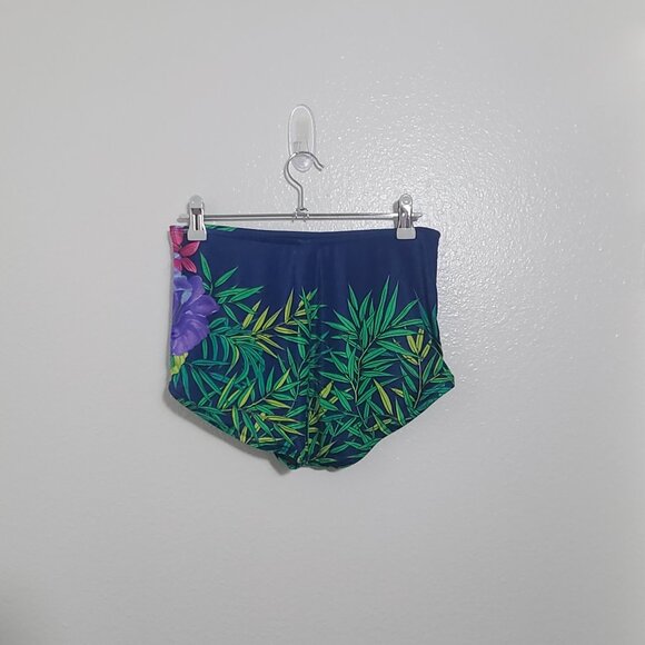 Women's High Waisted Bikini Bottom Tropical Leaves Flower Blue JC Penny - Picture 3 of 9